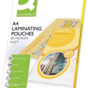 Q-Connect KF24057 Laminating Pouch A4 Matt 80-Micron (Pack of 100)