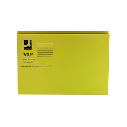 Q-Connect Light Weight 180gsm Foolscap Square Cut Folder - Yellow