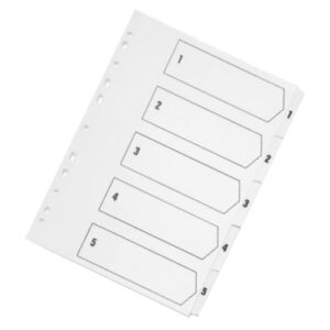 Q-Connect 1-5 Index Multi-Punched Reinforced Board Clear Tab A4 White KF01527