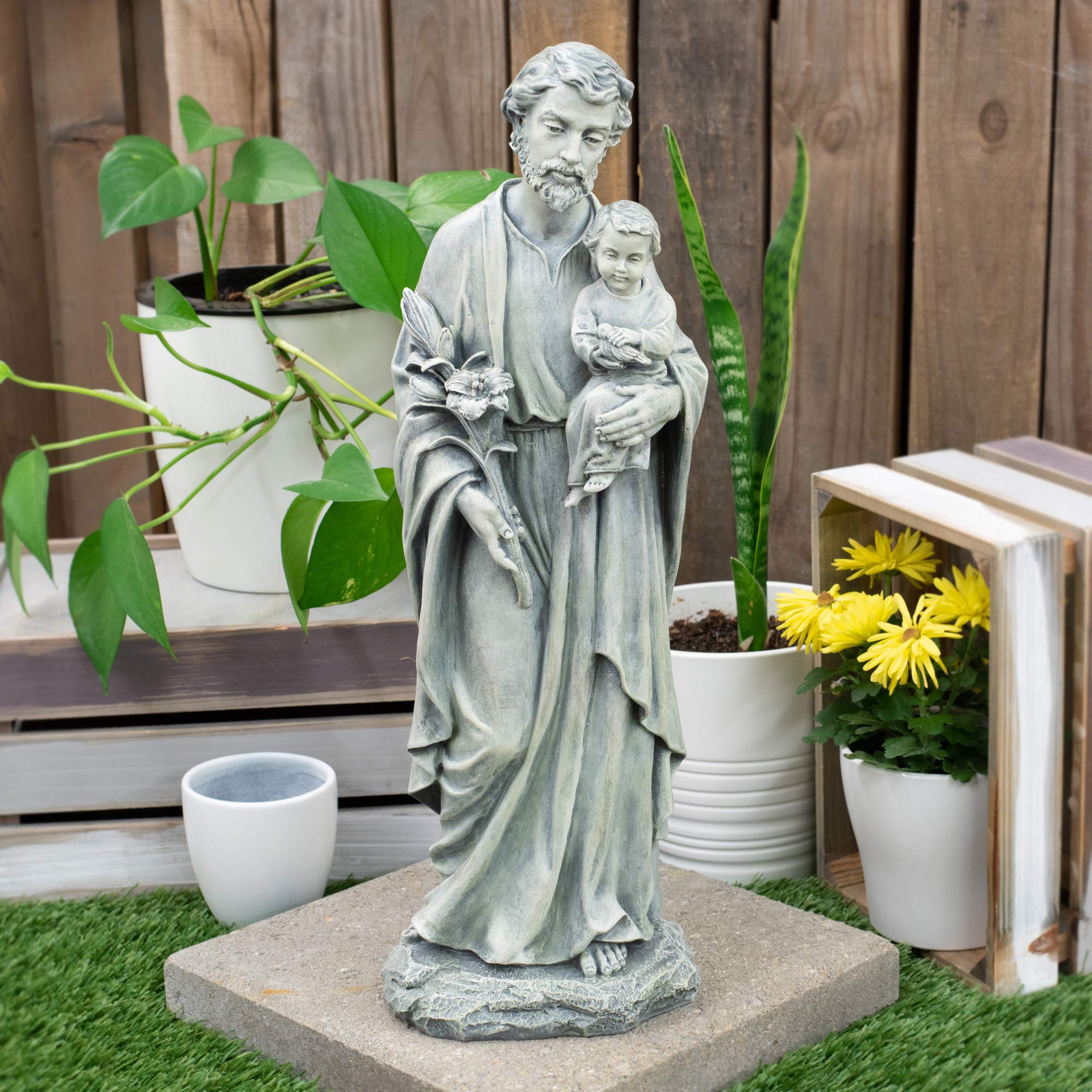 Joseph's Studio by Roman - St. Joseph Statue, 20" H, Garden Collection, Resin and Stone, Decorative, Religious Gift, Home Indoor and Outdoor Decor, Durable, Long Lasting