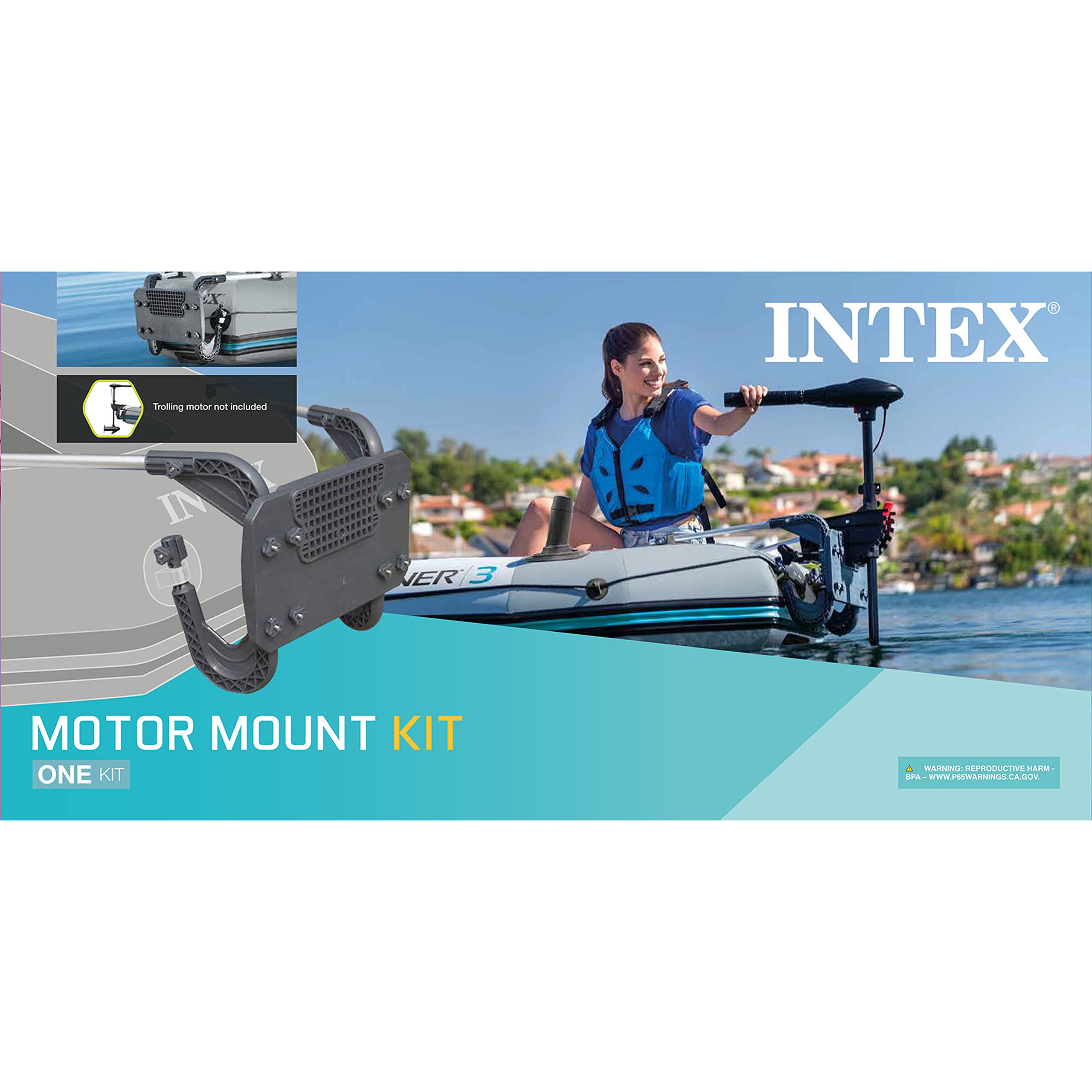 INTEX 68624EP Motor Mount Kit: Easy to Attach – Heavy-duty Composite Mount – Marine Plywood – Aluminum Support Arms – Fits up to 3.0 HP Motors