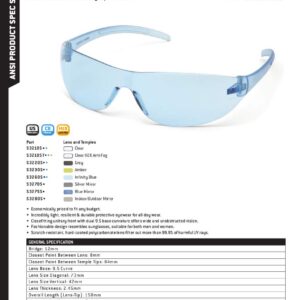 Pyramex Alair Safety Eyewear Blue Mirror Lens Blue Mirror Frame ANSI Z87+