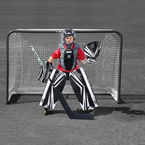 Franklin Sports Kids Street Hockey Goalie Pads Set - Youth Street Hockey Goalie Gear - Junior Blocker, Glove + Pads - Comp100 Adjustable Kids Street Hockey Equipment - Youth Large/XL, Black/Gray/White