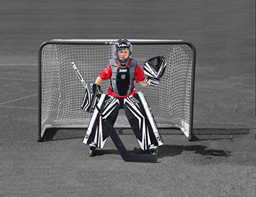 Franklin Sports Kids Street Hockey Goalie Pads Set - Youth Street Hockey Goalie Gear - Junior Blocker, Glove + Pads - Comp100 Adjustable Kids Street Hockey Equipment - Youth Large/XL, Black/Gray/White