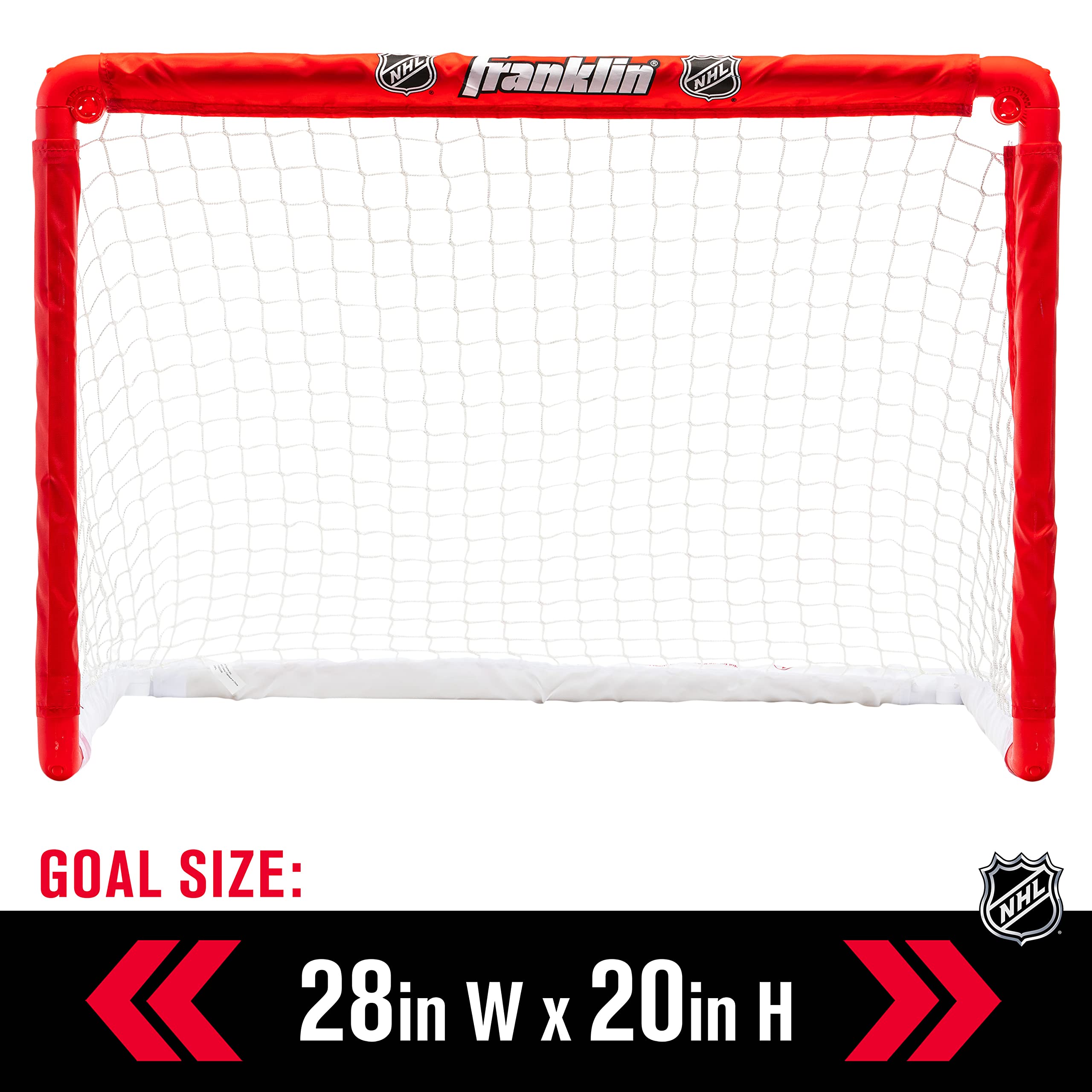 Franklin Sports NHL Kids Mini Hockey Goal Set - (2) Mini + Knee Hockey Goals, (4) Youth Sticks, (2) Goalie Sticks + (4) Foam Balls - Knee + Mini Hockey Set