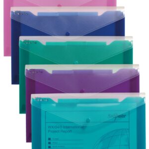 Snopake Foolscap Polyfile Trio Popper Wallet with Indexing System and Press Stud Closure – Electra Assorted [Pack of 5] Ref: 14967