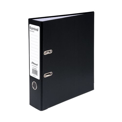 Rexel A4 Lever Arch File, Black, 75 mm Spine Width, Karnival, Pack of 10, 3200005