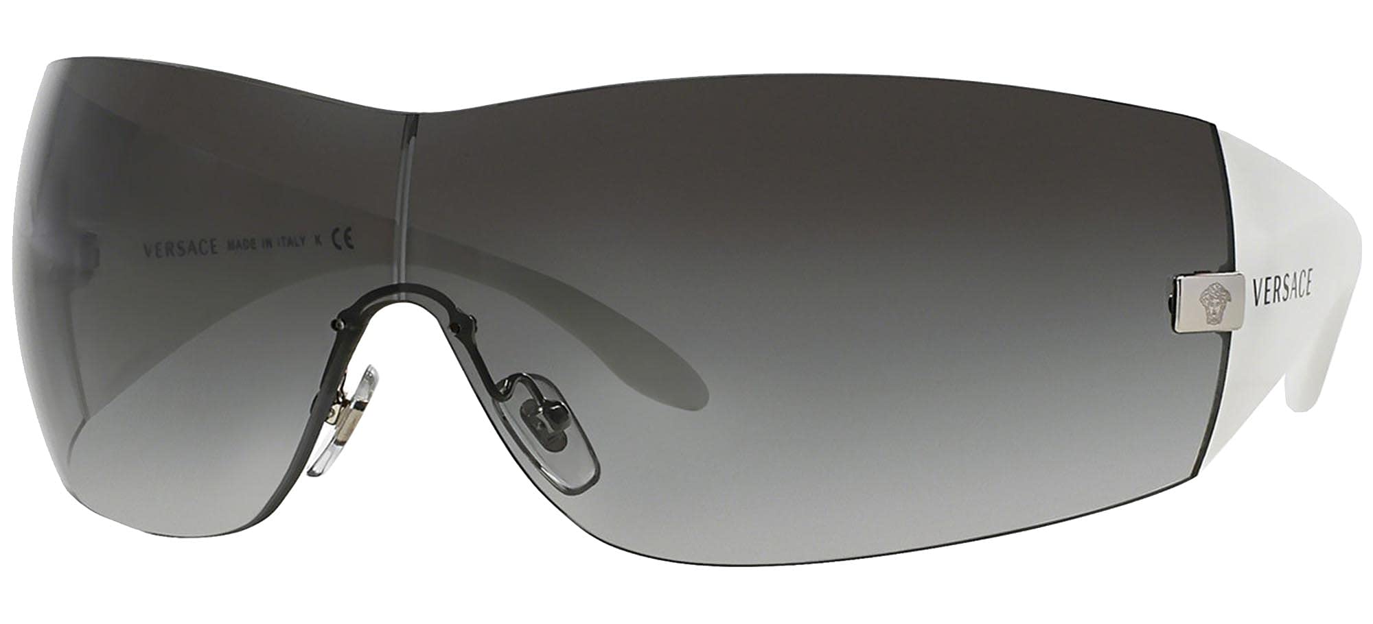 Versace VE 2054 10008G Silver Plastic Shield Sunglasses Grey Gradient Lens