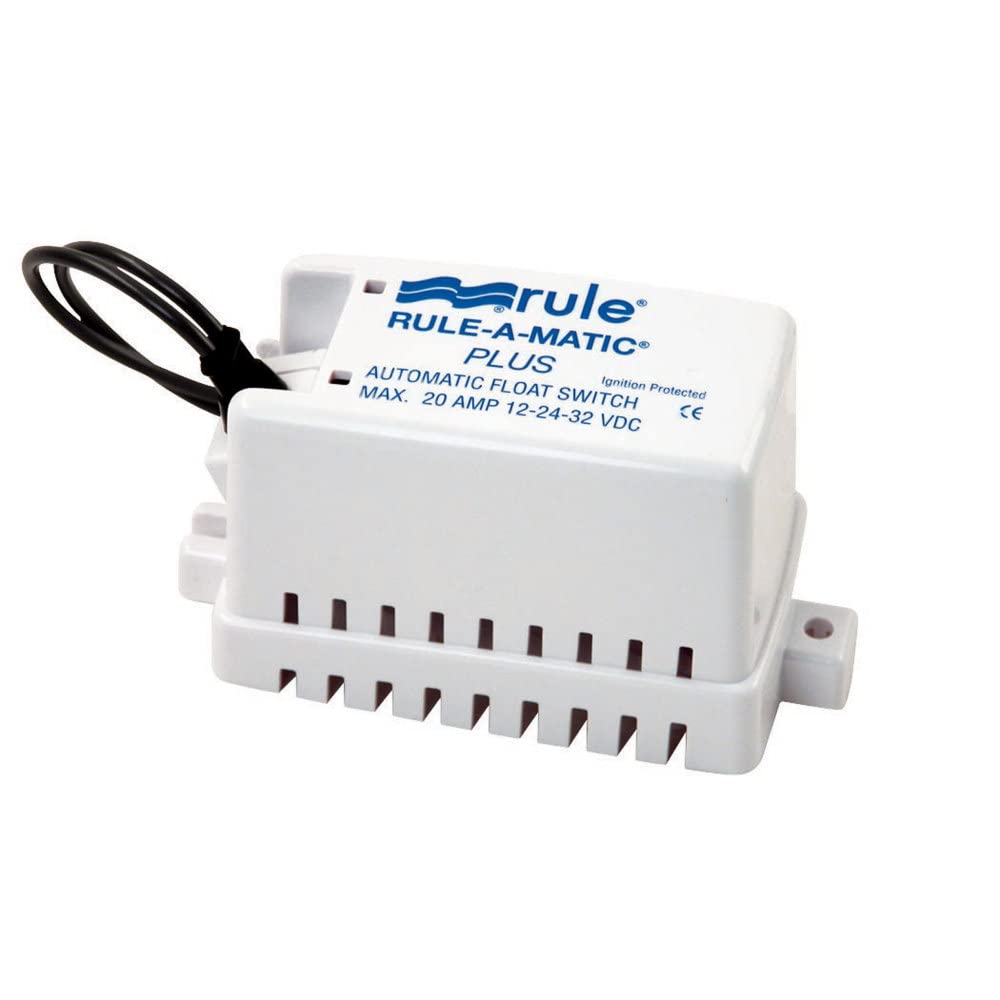 Rule 40A Rule-A-Matic Plus Bilge Pump Float Switch, 12, 24 or 32 Volt, Moisture Tight Seals , White , Small