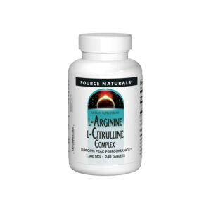 source naturals l-arginine l-citrulline complex, essential amino acid supplement, supports peak performance* 1,000 mg - 240 tablets