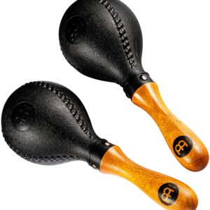 Meinl Percussion, Standard Size with ABS Plastic Wooden Concert Maracas Hand Shaker Rattles with All-weather Synthetic Shells — NOT MADE IN CHINA — Solid Wood Handles, 2-YEAR WARRANTY (PM2BK)