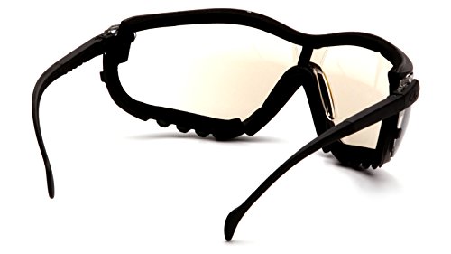 Pyramex V2G Safety Glasses, Black Frame/Indoor-Outdoor Mirror Anti-Fog Lens