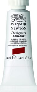 winsor & newton designer's gouache, 14 ml (0.47oz) tube, alizarin crimson