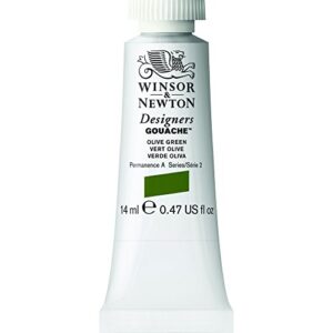 winsor & newton designer's gouache, 14 ml (0.47oz) tube, olive green