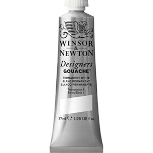 winsor & newton designer's gouache, 37 ml (1.25oz) tube, permanent white