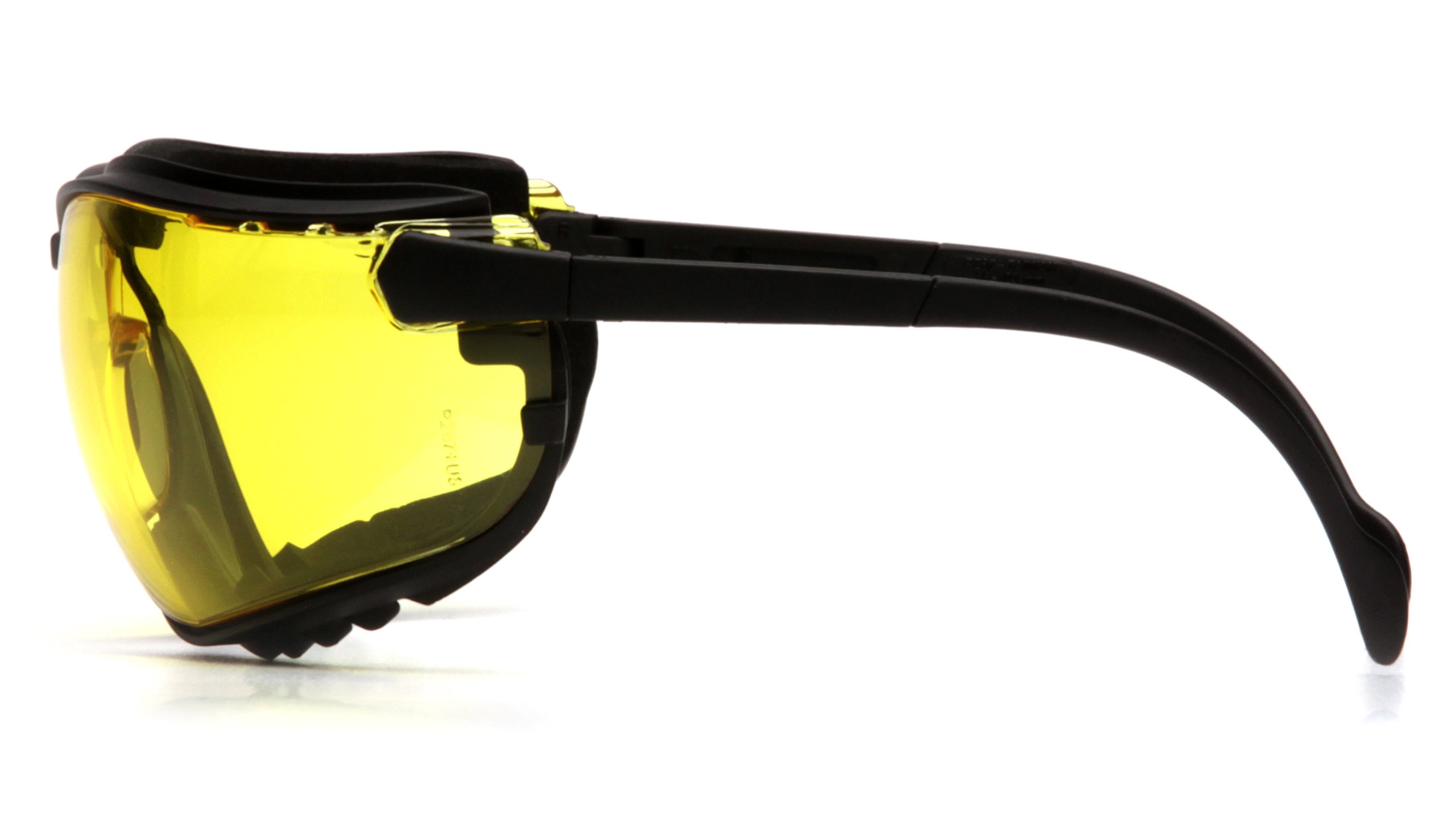 Pyramex V2G Safety Glasses, Black Frame/Amber Anti-Fog Lens