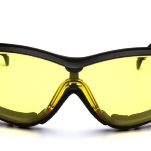 Pyramex V2G Safety Glasses, Black Frame/Amber Anti-Fog Lens