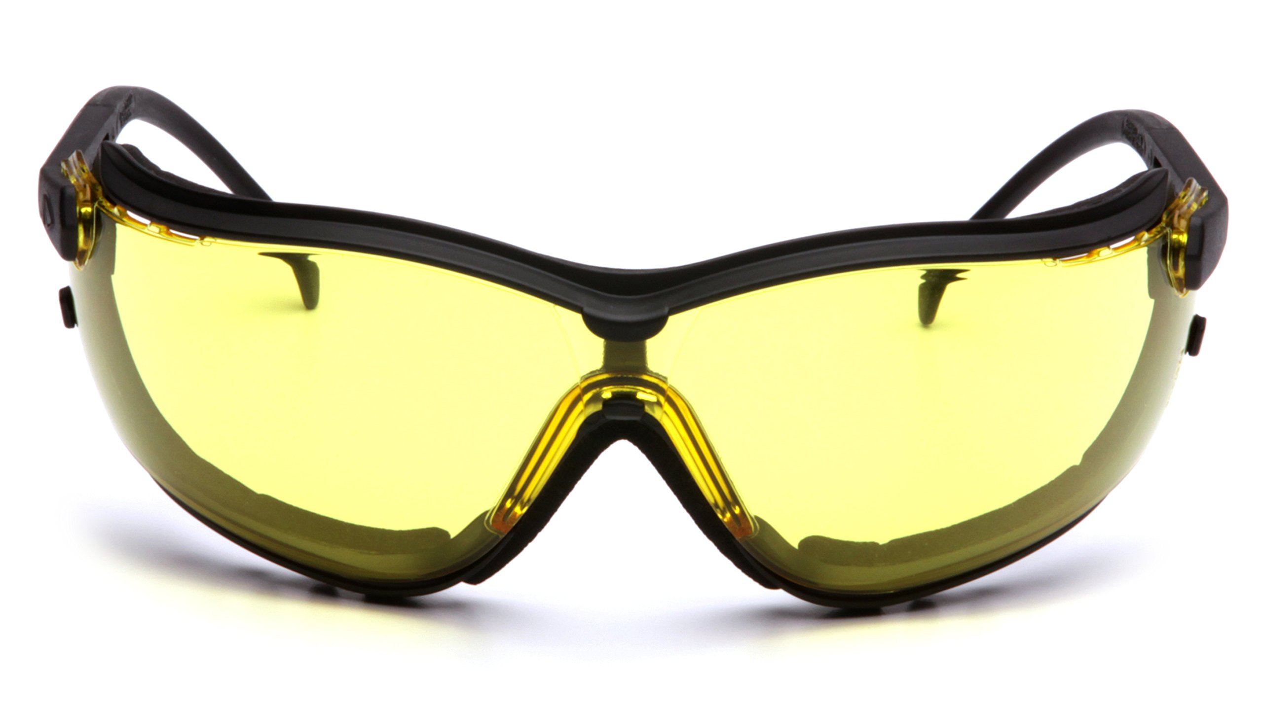 Pyramex V2G Safety Glasses, Black Frame/Amber Anti-Fog Lens