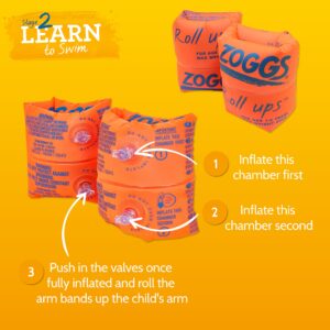 Zoggs Roll-Ups Armbands, Confidence Building Arm Bands, Safe Zoggs Swimming Armbands, Starter Swimming Floats for Children, Ideal Swimming Floats for Kids, 6-12 Years