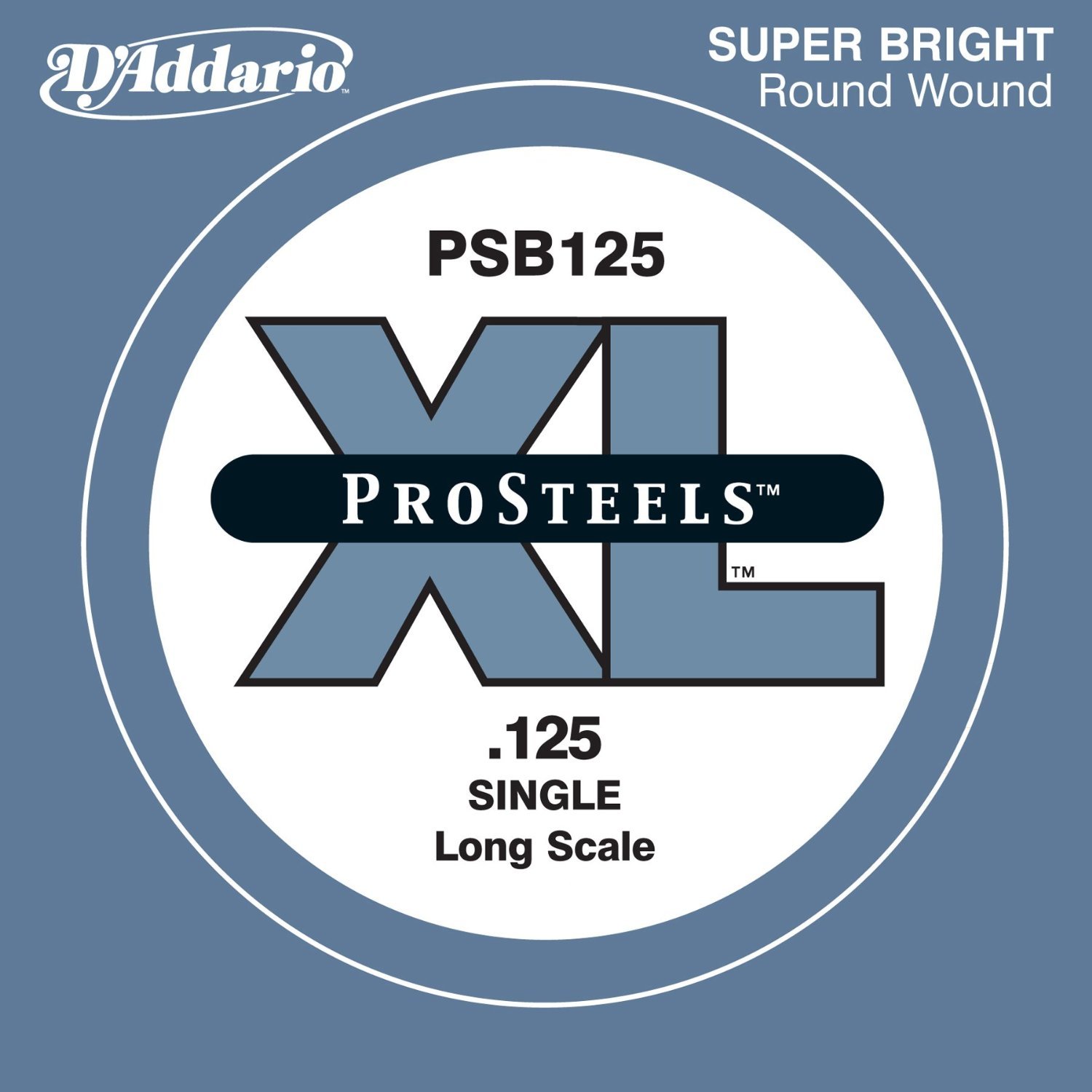 D'Addario PSB125 ProSteels Bass Guitar Single String, Long Scale, 125