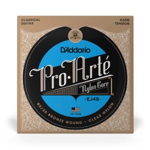 D'Addario Guitar Strings - Pro-Arte Classical Guitar Strings - EJ48 - Nylon Guitar Strings - 80/20 Bronze Wound, Nylon Core - Hard Tension