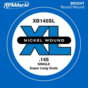 d'addario xb145sl nickel wound bass guitar single string, super long scale, 145