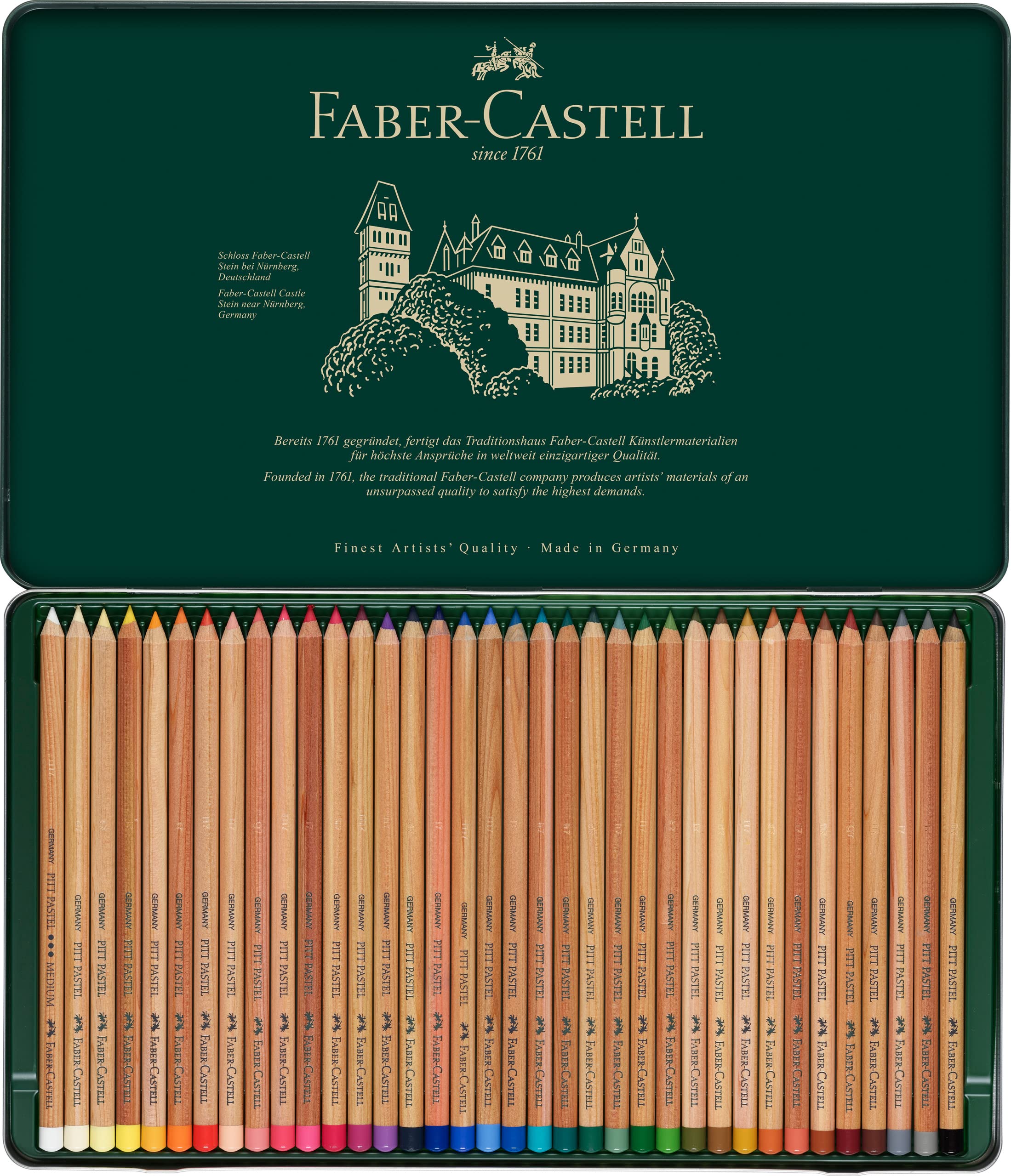 Faber-Castel Pitt Pastell Coloured Pencils in Metal Case, 36 Count (Pack of 1), Assorted