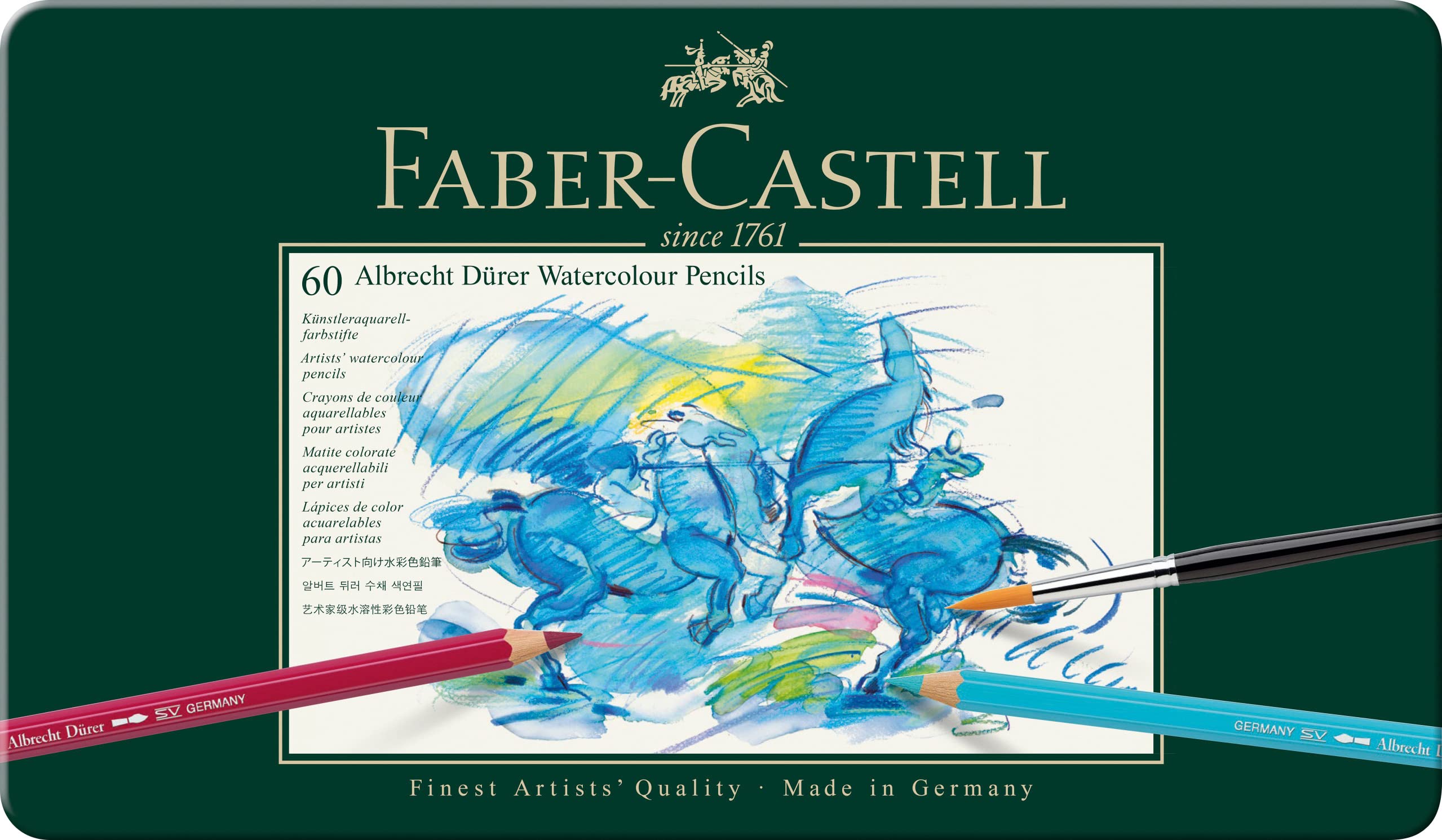 Faber Castell Albrecht 117560 Dura Watercolor Pencils, 60 Colors, Can