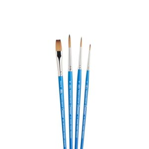 Winsor & Newton Cotman Short Handle Brushes, Set of 4, (Round 1, 4, & 6, One Stroke 3/8")