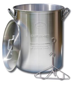 king kooker 30pk 30-quart aluminum turkey pot with lid, lifting rack and hook