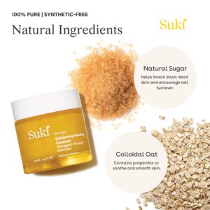 Face Scrub Exfoliating Face Wash – Suki Skincare Exfoliate Foaming Cleanser Natural Face Wash, Deep Pore Cleaner Microdermabrasion Facial Scrub, Colloidal Oat & Raw Sugar Scrub Face Exfoliator 3.38 oz