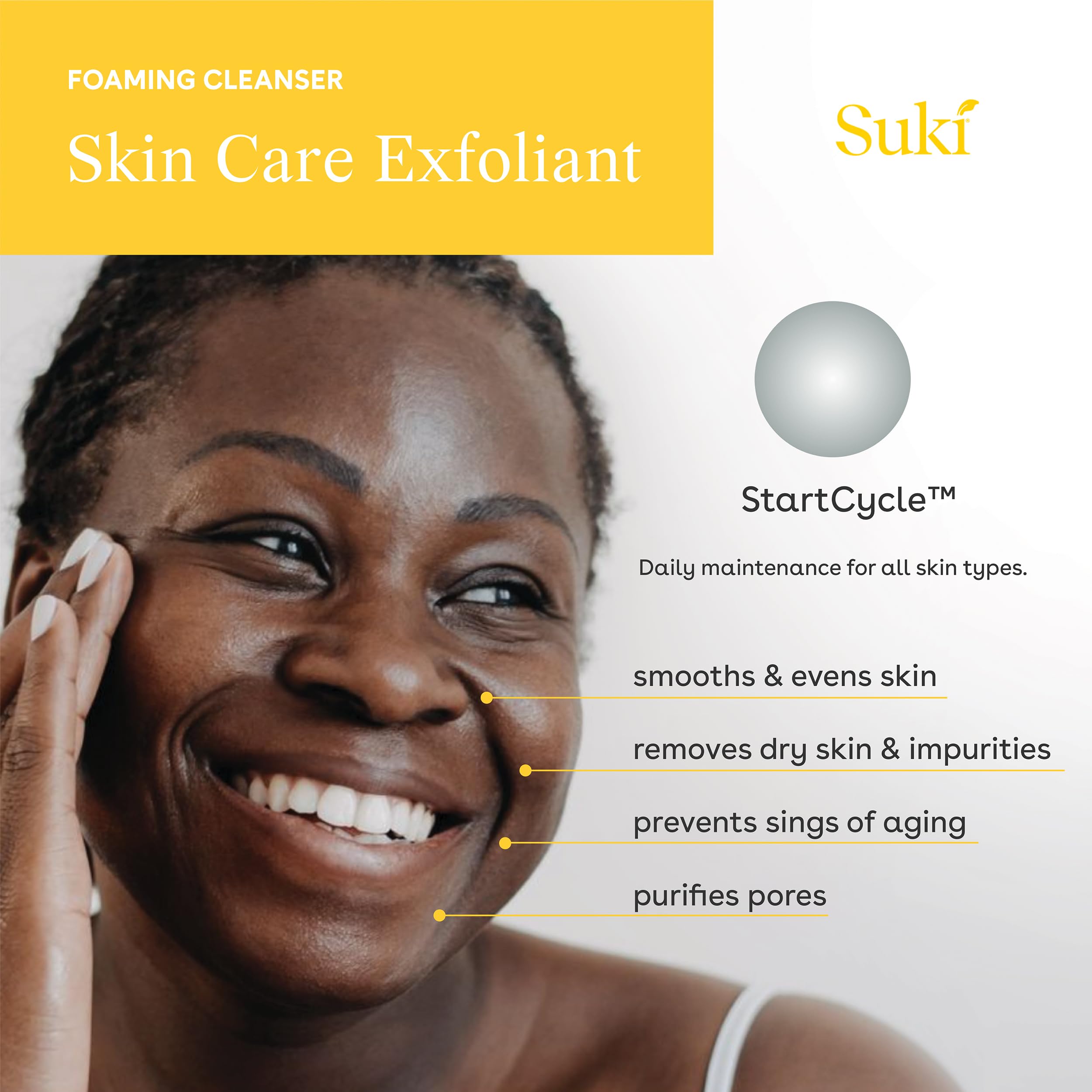 Face Scrub Exfoliating Face Wash – Suki Skincare Exfoliate Foaming Cleanser Natural Face Wash, Deep Pore Cleaner Microdermabrasion Facial Scrub, Colloidal Oat & Raw Sugar Scrub Face Exfoliator 3.38 oz