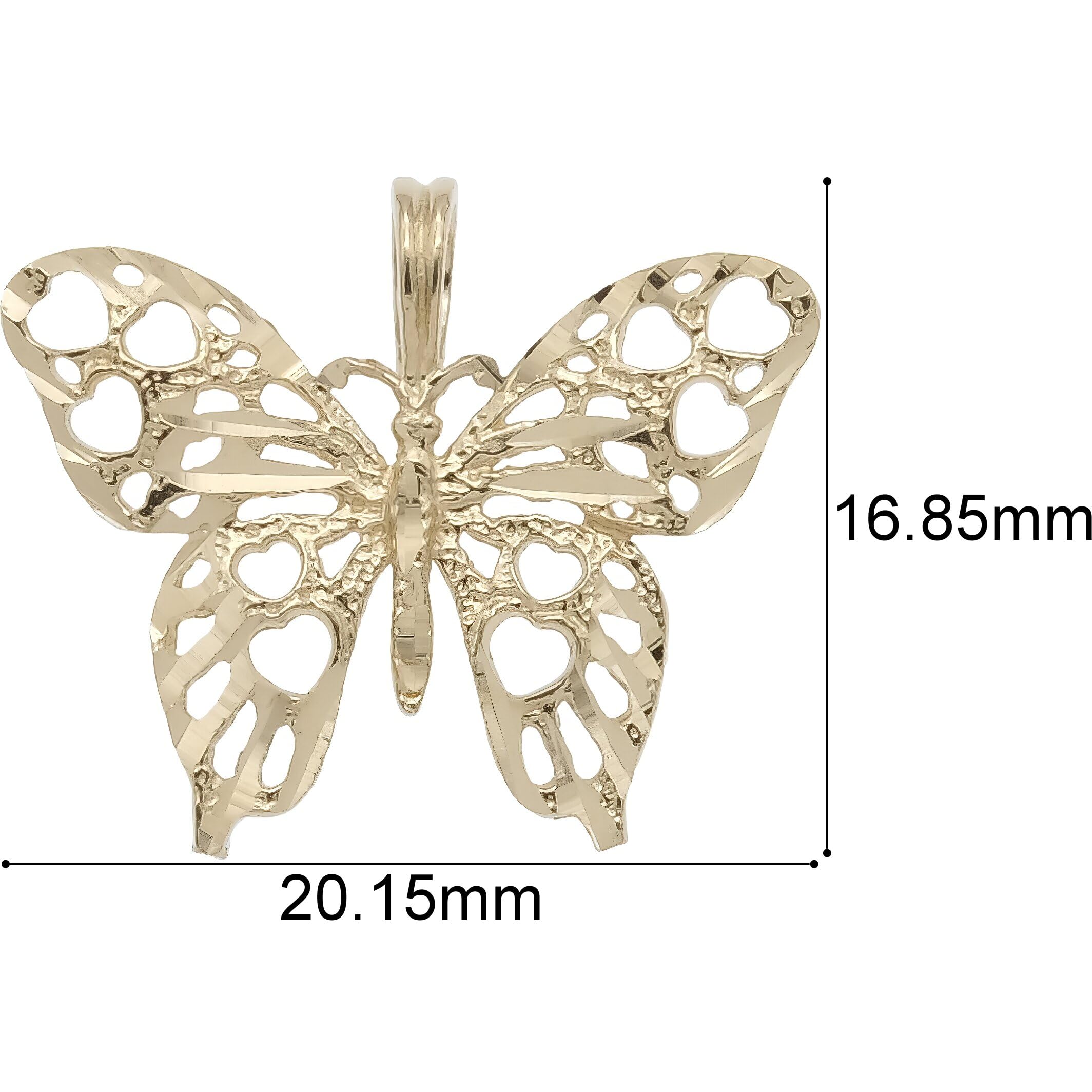 14K Yellow Gold Charm Butterfly Pendant Jewelry 17mm