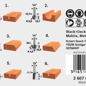 Bosch 2607019464 Routing Drill Bit Set 6 Pcs