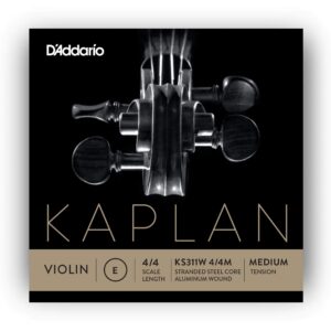 D'Addario Kaplan Non-Whistling Violin String - Single E String - KS311W 4/4M - Violin Strings - 4/4 Scale, Medium Tension,