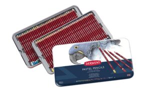 derwent pastel pencils, 4mm core, metal tin, 72 count (32996)