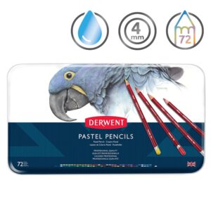 Derwent Pastel Pencils, 4mm Core, Metal Tin, 72 Count (32996)