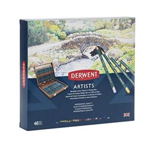 Derwent Artists Color Pencils, 4mm Core, Wooden Box, 48 Count (0700643)