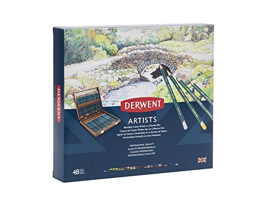 Derwent Artists Color Pencils, 4mm Core, Wooden Box, 48 Count (0700643)