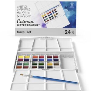 winsor & newton cotman watercolor paint set, studio set, 24 half pans