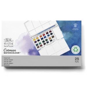 Winsor & Newton Cotman Watercolor Paint Set, Studio Set, 24 Half Pans