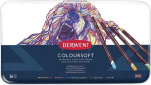 derwent colorsoft pencils, 4mm core, metal tin, 36 count (0701028)