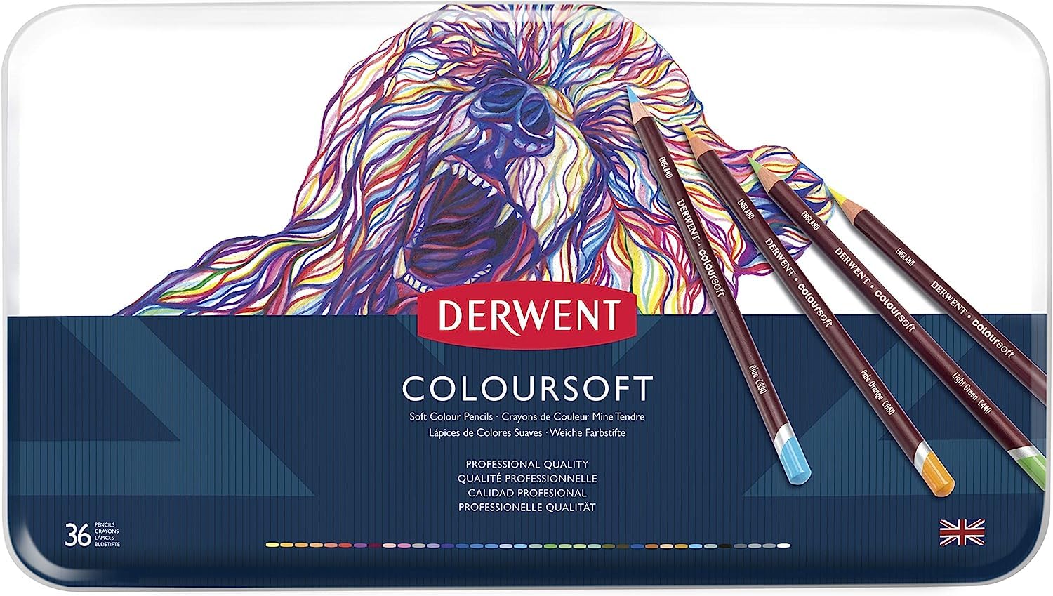 Derwent Colorsoft Pencils, 4mm Core, Metal Tin, 36 Count (0701028)