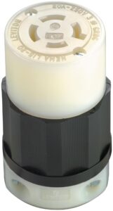 leviton 2423 20 amp, 250 volt 3-phase, nema l15-20r, 3p, 4w, locking connector, industrial grade, grounding - black-white