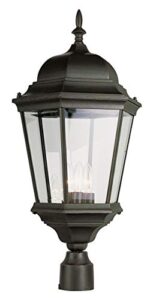 trans globe lighting tg51001 bk transitional three postmount lantern outdoor-post-lights, black