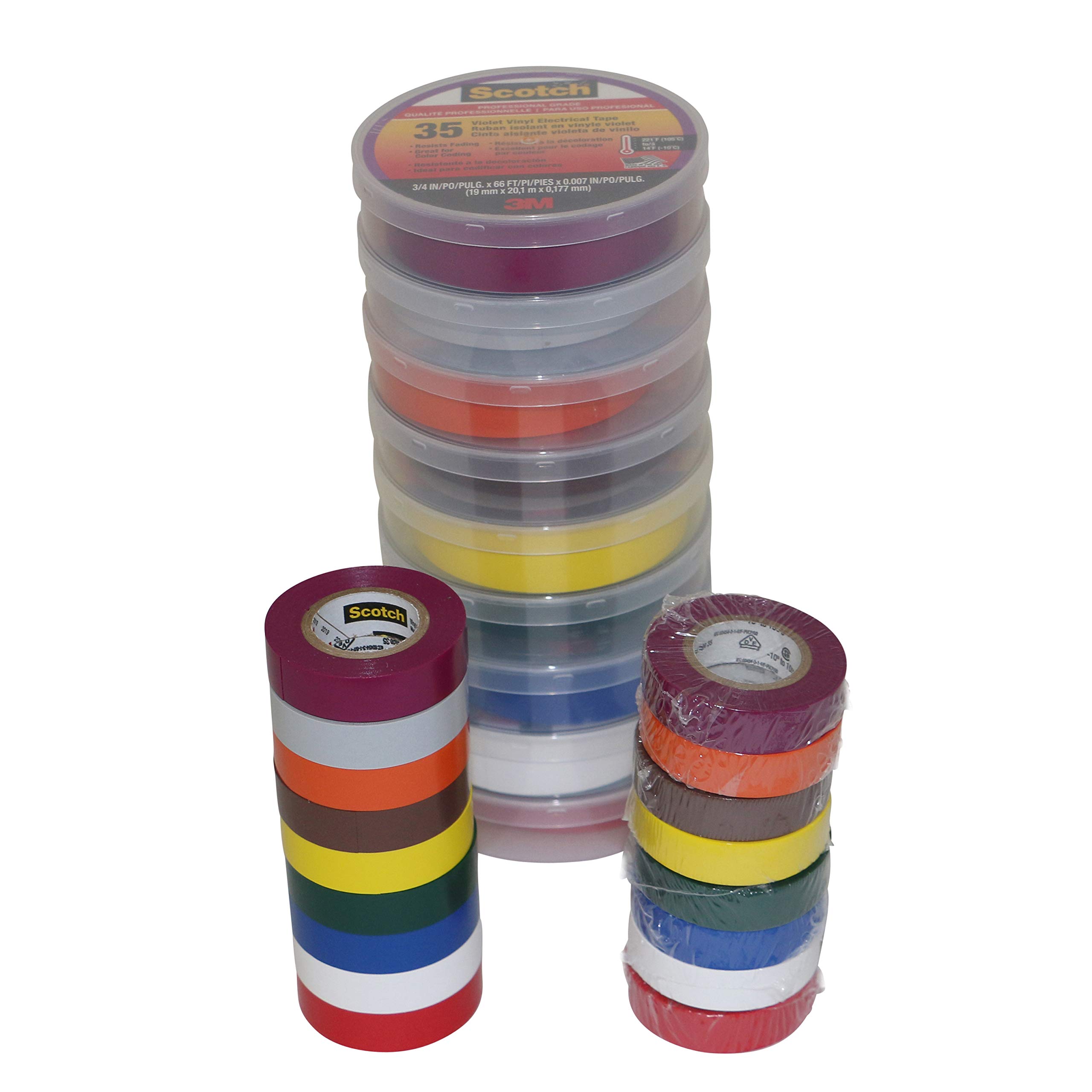 3M 35-PACK Scotch 35 Electrical Tape Packs: 1/2" x 20 ft., Rainbow