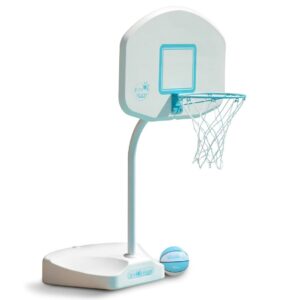 dunn-rite junior hoop poolside fillable base basketball hoop w/ball, base, & 14 inch stainless steel rim, white