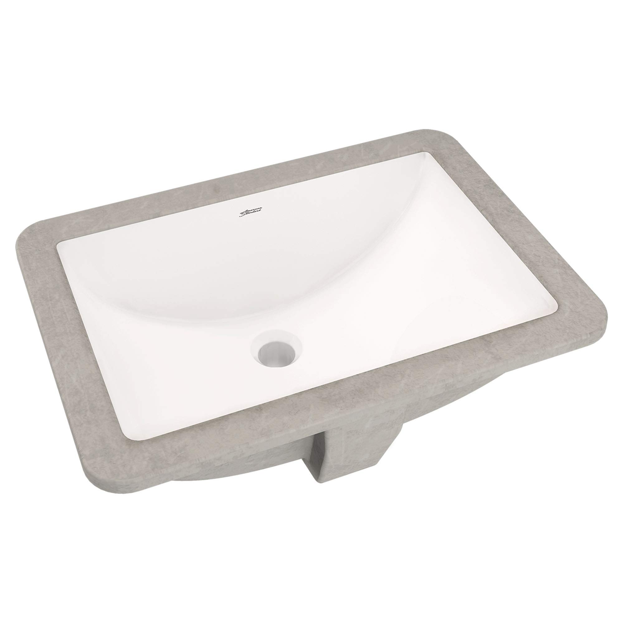 American Standard 0614000.020 Studio Ceramic Undermount Rectangular Bathroom Sink, 18'' L x 12'' W x 16.43'' H, White