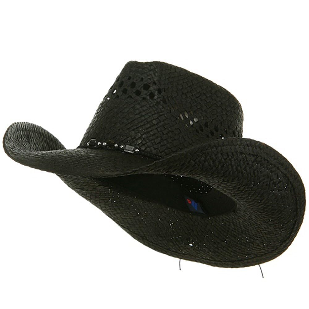 MG Womens Straw Outback Toyo Cowboy Hat, Black