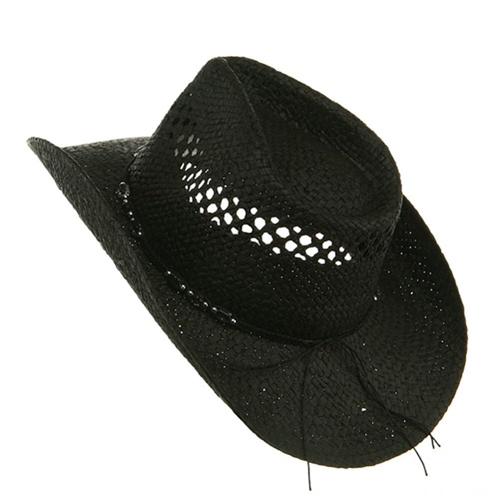 MG Womens Straw Outback Toyo Cowboy Hat, Black